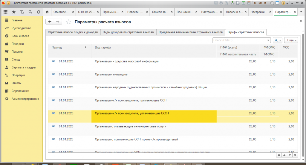 Тарифы страховых взносов