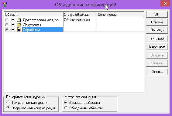 Сравнение конфигураций